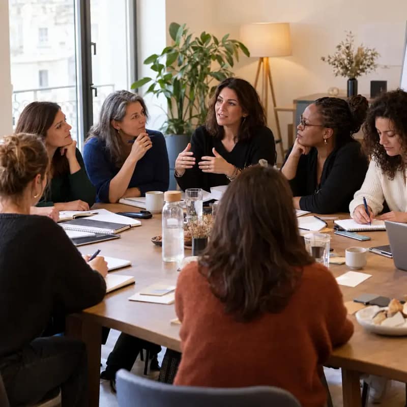 Des femmes participent à un temps collectif consacré à leur évolution professionnelle dans le cadre de Déclic POTENTIEL®.